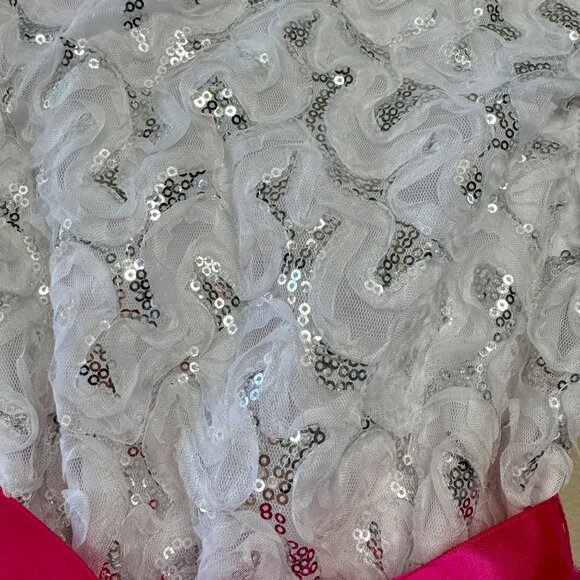 ORIGAMI Sequin Top Tutu Dress Girls 8 Hot Pink & Silver Huge Glitter Party Skirt - Picture 5 of 8